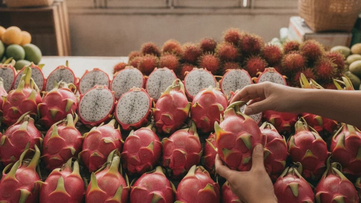 วิธีเลือกแก้วมังกรให้หวานจากสีเปลือกและผิว สังเกตความสุกของผลแก้วมังกรในตลาดสด