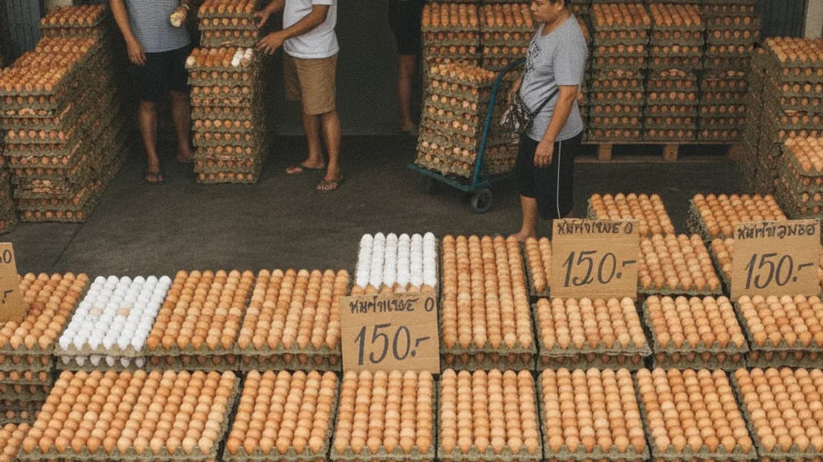 ราคาไข่ไก่วันนี้ เทียบตลาดไทและตลาดสี่มุมเมือง หน้าร้านค้าส่งของสด