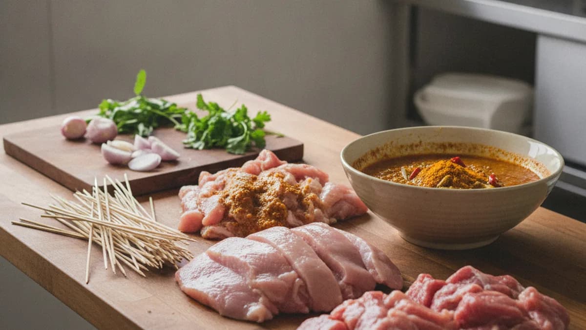 หมูสะเต๊ะ ใช้หมูส่วนไหน เลือกหมูสันในและหมูเนื้อแดงสำหรับทำหมูสะเต๊ะในครัวร้านอาหารไทย