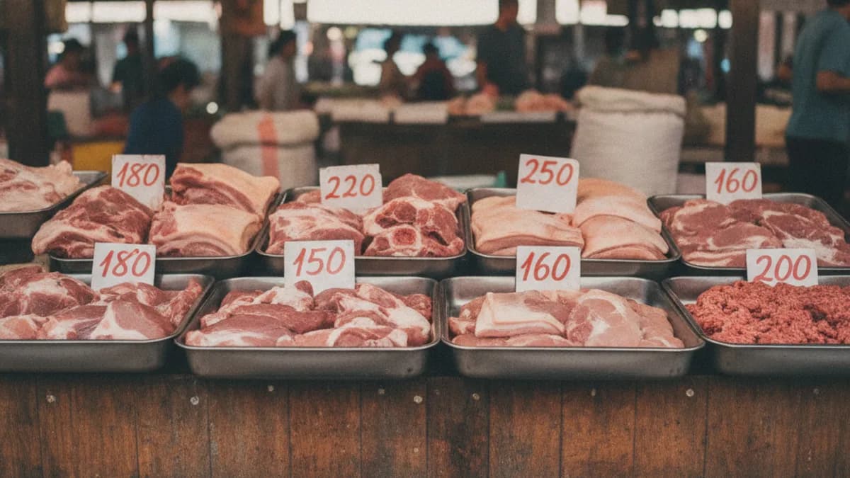 ราคาหมูวันนี้ เทียบราคาเนื้อหมูหน้าเขียงตามส่วนยอดนิยม หมูเนื้อแดง ขาหมู ตับหมู ซี่โครงหมู และหูหมู