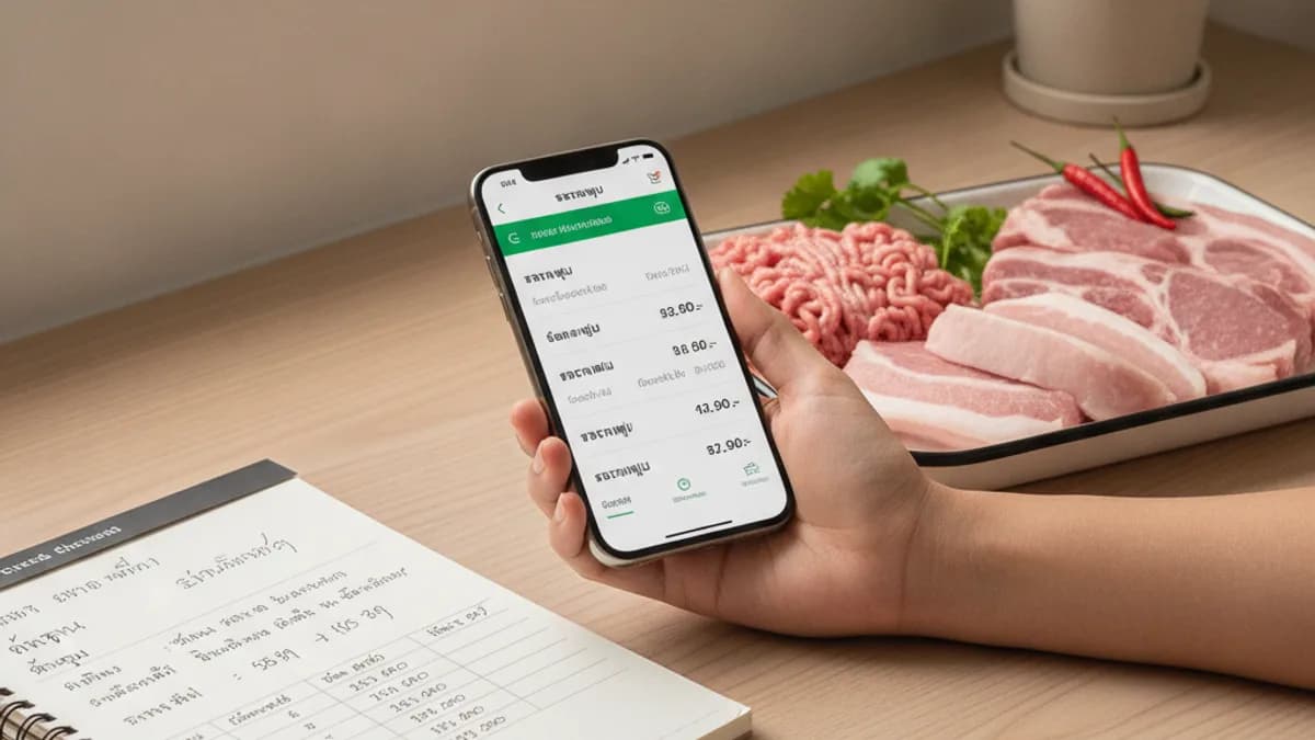 เช็คราคาหมูตลาดไทสำหรับร้านอาหาร เปรียบเทียบราคาและจดต้นทุนในครัว