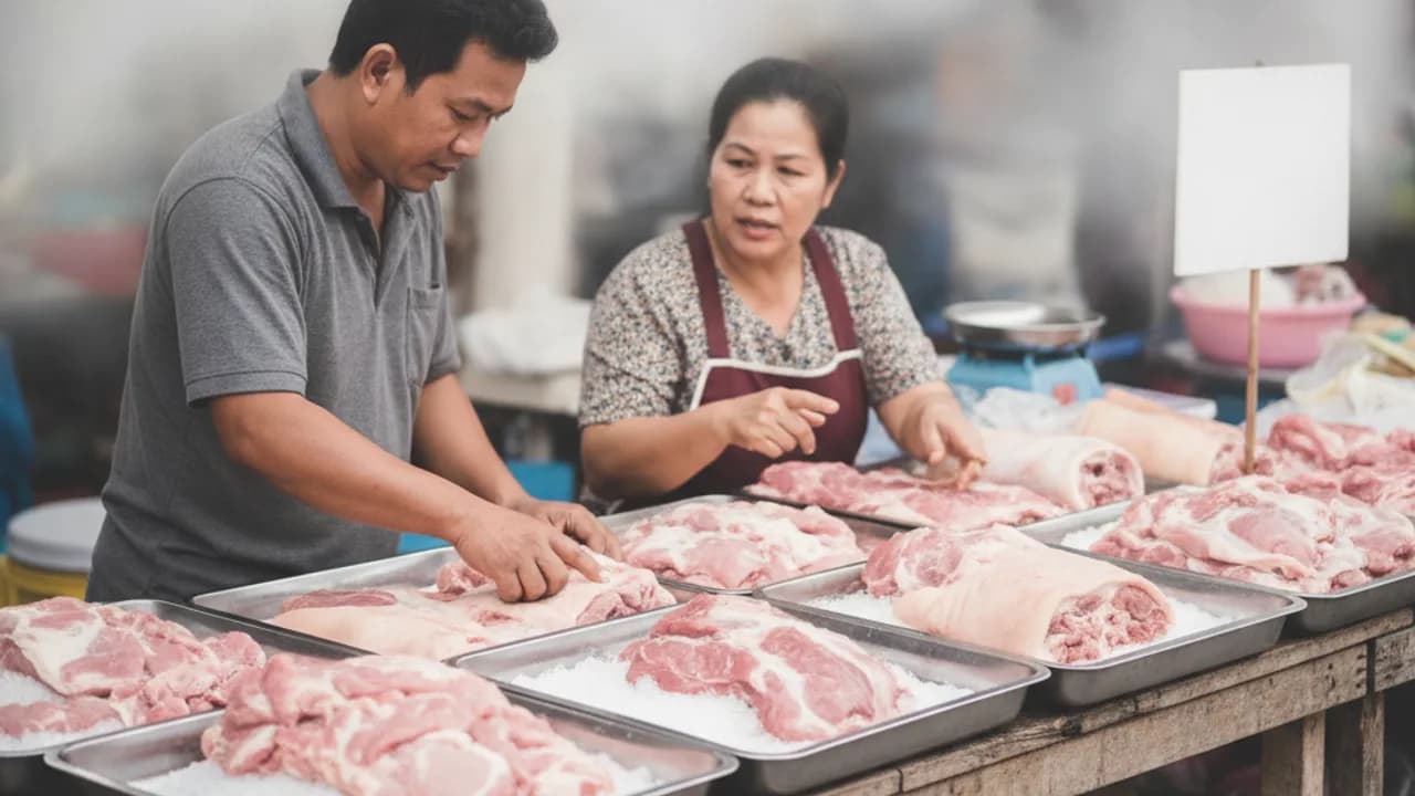 วิธีเลือกหมูสดดูจากสี เนื้อ กลิ่น และผิวสัมผัสในตลาดสดสำหรับร้านอาหาร