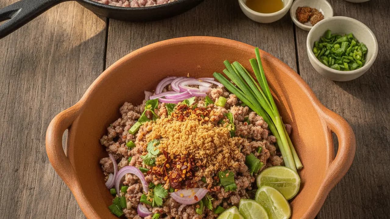วิธีทำลาบ เลือกวัตถุดิบลาบหมู ลาบไก่ ลาบเป็ด แบบไทยแท้สำหรับร้านอาหาร
