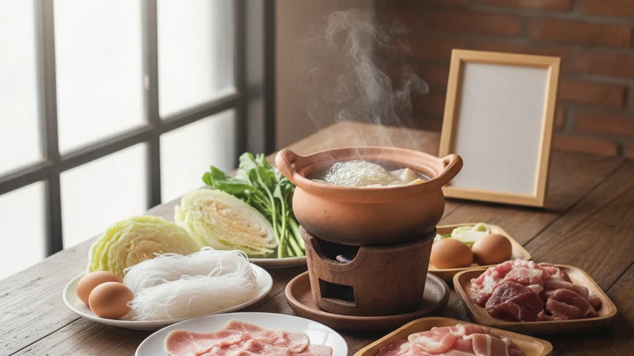 หมูสไลซ์สำหรับสุกี้ใช้หมูส่วนไหน วางเรียงบนถาดแช่เย็นพร้อมผักสดสำหรับขายหน้าร้าน