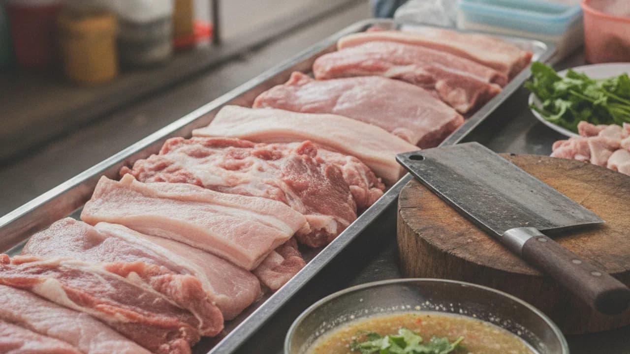 หมูมะนาว ใช้หมูส่วนไหน เลือกหมูสไลซ์และหมูเนื้อแดงสำหรับทำหมูมะนาวให้นุ่ม ไม่เหนียว