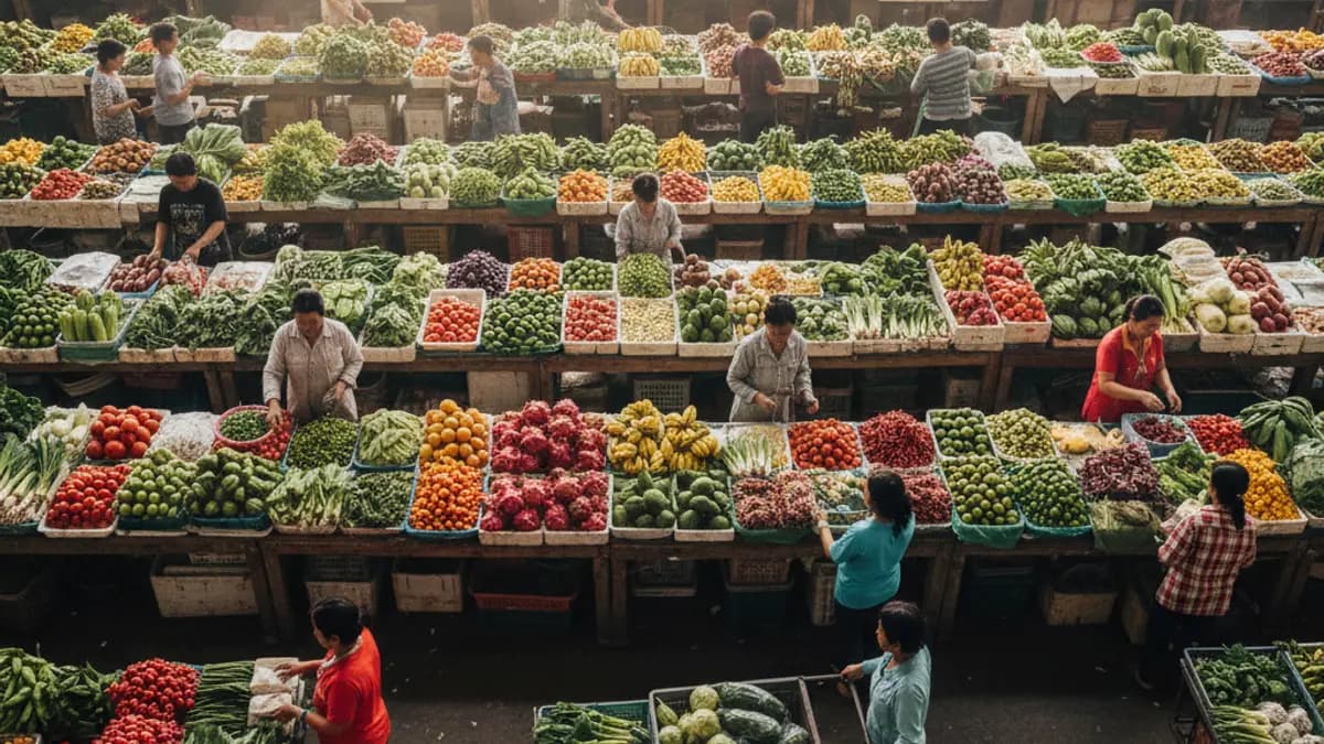 ตลาดไทราคาส่งวันนี้ เช็กราคาผัก ผลไม้ และของสดล่าสุดในบรรยากาศแผงค้าส่งจริง