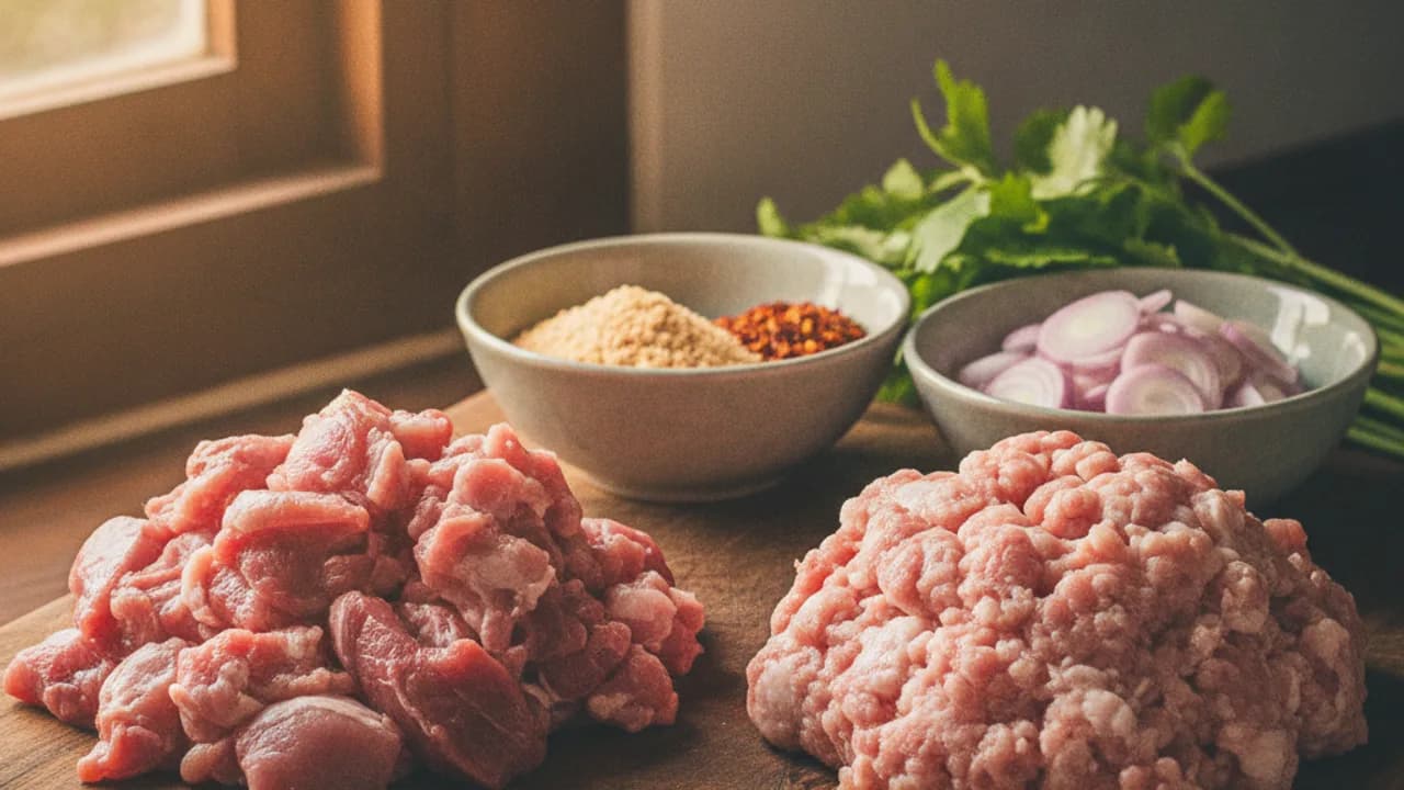 ลาบหมูใช้หมูส่วนไหนและวิธีทำลาบหมูให้นุ่มไม่แห้ง ตั้งแต่สับหมู ลวกหมู ไปจนถึงคลุกเครื่อง